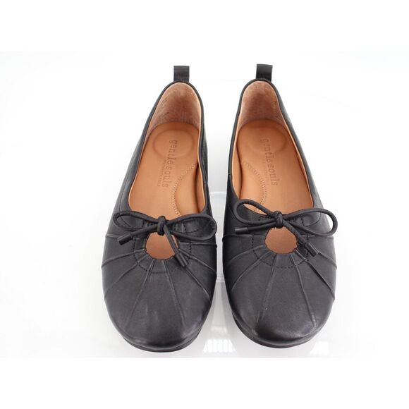 Gentle Souls Marilyn Ballet Flats Womens 7 Black Leather Slip on Bow Shoes - Picture 8 of 11
